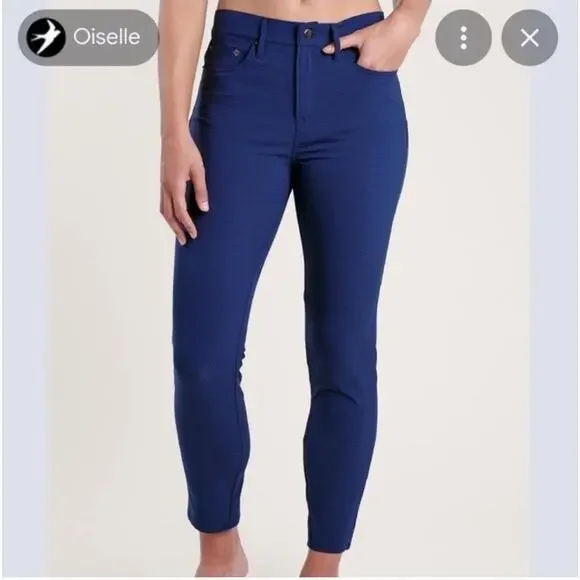 Oiselle Roga Performance Jean Pacific Blue Geometric Golf Pant S Pocket Skinny - Picture 8 of 8